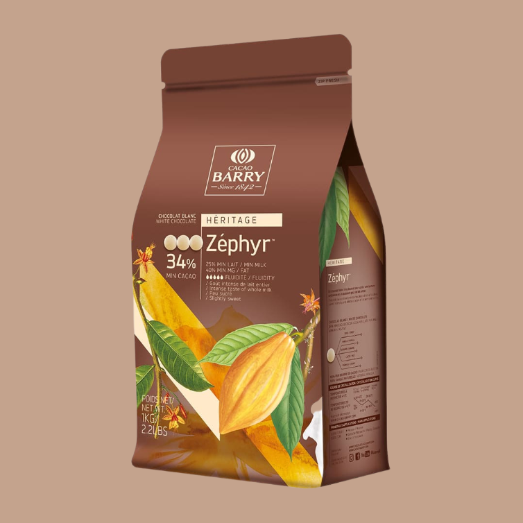 Chocolat de couverture blanc Zéphyr 34 % Cacao Barry 1 kg