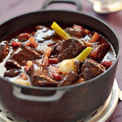 BRAISED BEEF WITH BACON AND TOMATO
