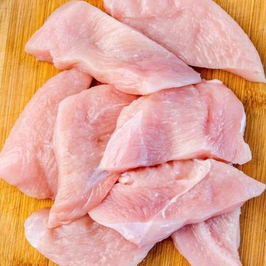 Chicken Leg Boneless skinless sliced 5mm | Halal | Frozen | 2kg
