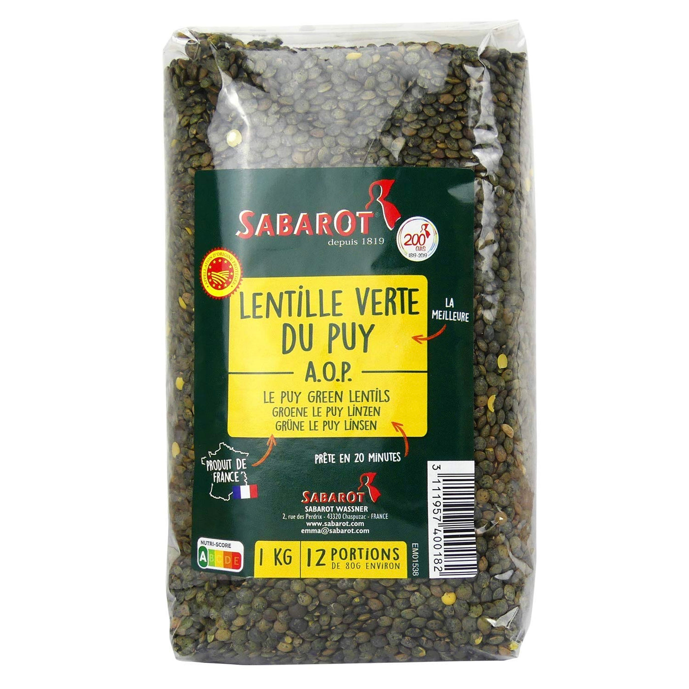 Green Lentils Le Puy | SABAROT | 1kg