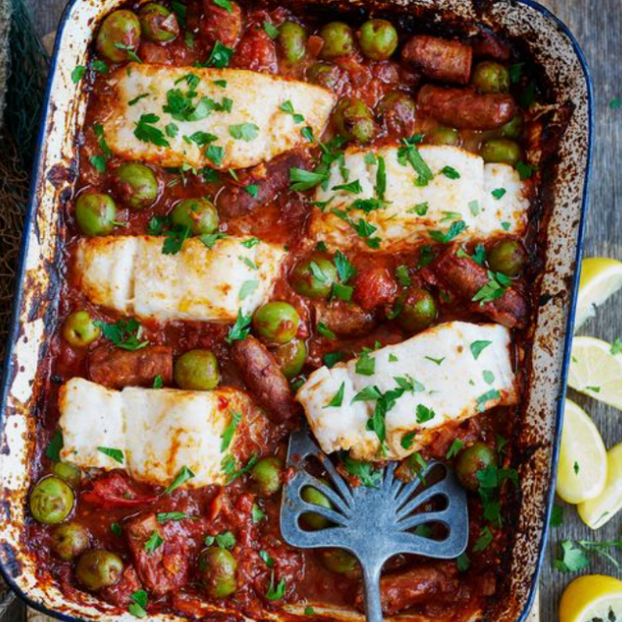 One-Pan Merguez & Roasted Cod | Ready to Reheat | 4 pax 🐟🌶️