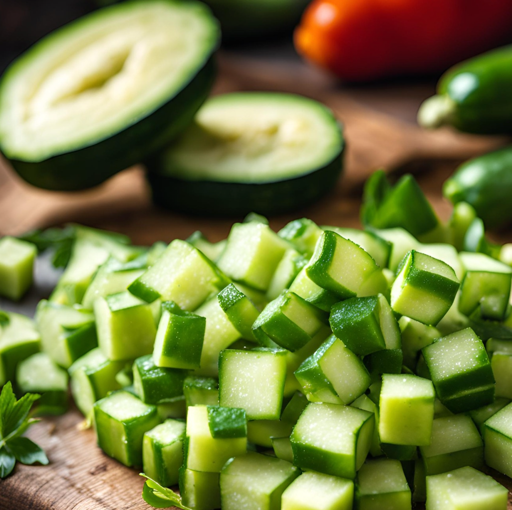 Green Zucchini Diced | Freshly Cut | 1kg 🥒✨