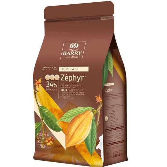 Couverture Chocolate | Zephyr 34% | White Cocoa | CACAO BARRY | 1kg
