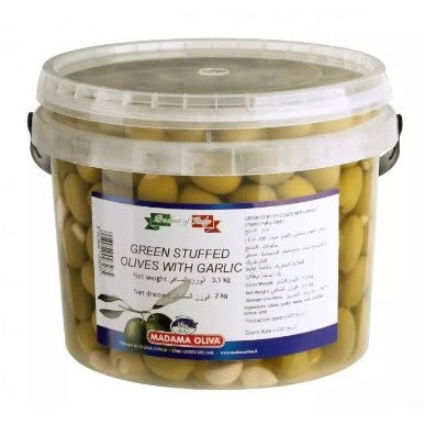 Stuffed Green Olives with Garlic | MADAME OLIVA | 3.1kg