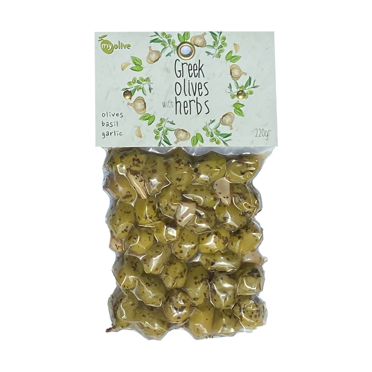 Greek Olives with Basil & Garlic | 220g