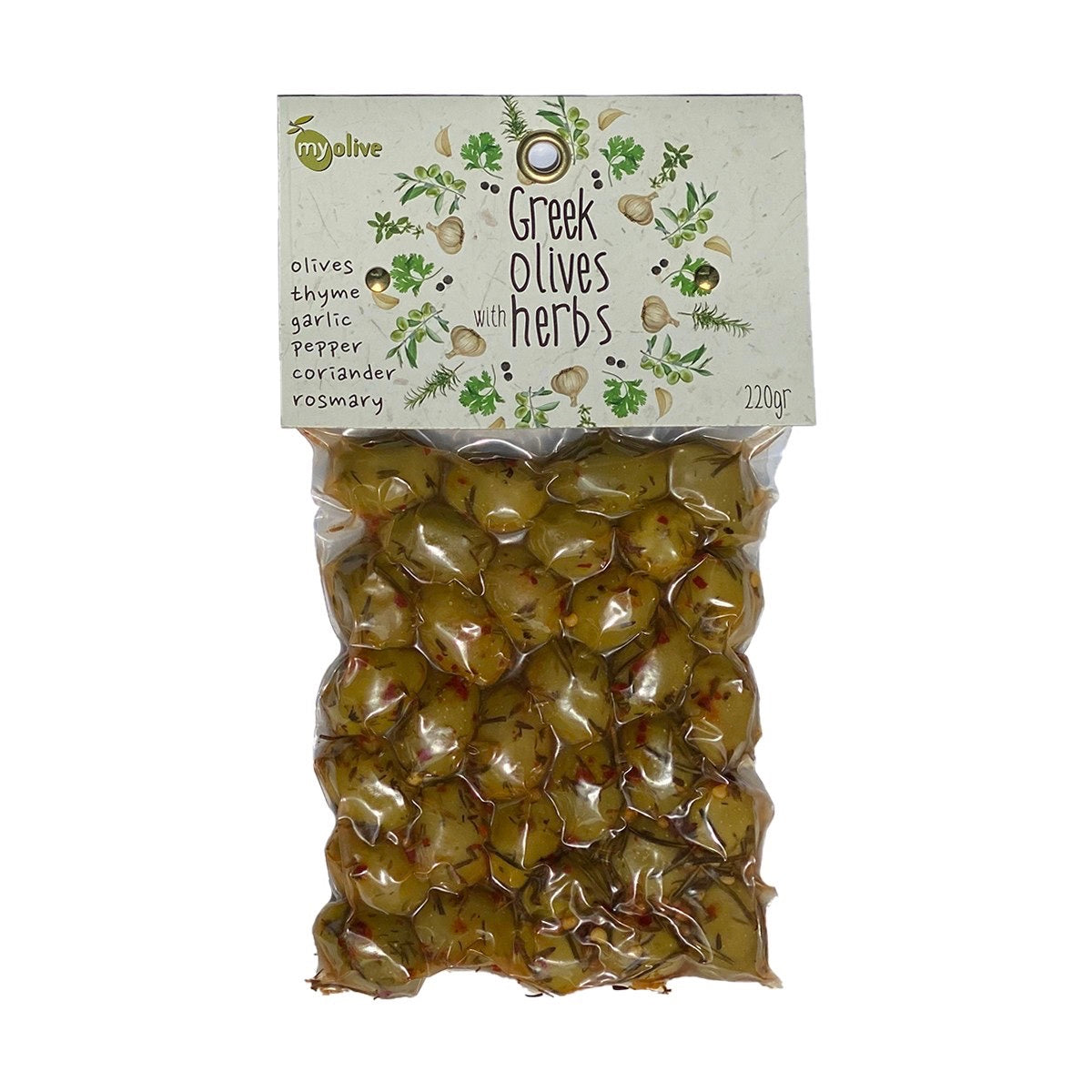 Greek Olives with Chilli, Tomato & Herbs | 220g